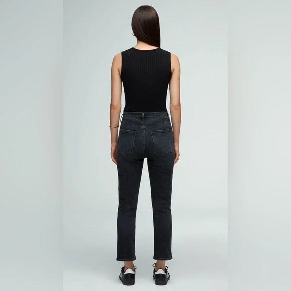AGOLDE Riley High Rise Straight - Black - Size 23